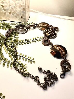 Vintage Brass and Ceramic Chain Belt for Western wear. Length 48”